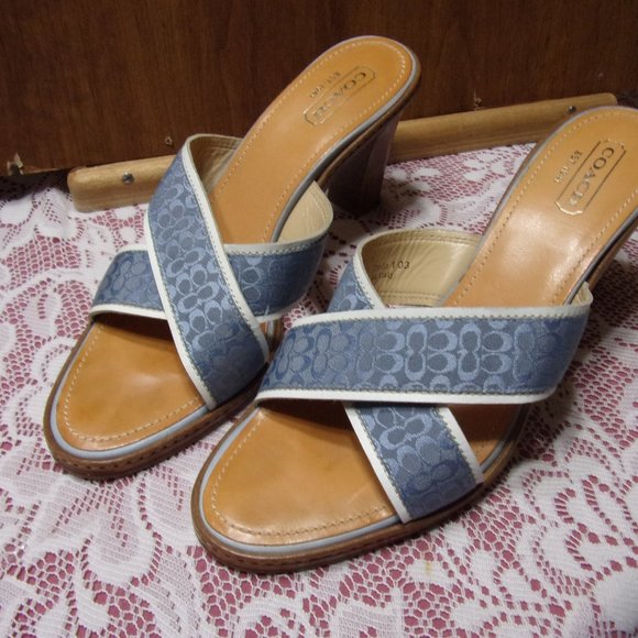 Coach Blue Logo Sandals Size 11 B (Medium) - Picture 1 of 7